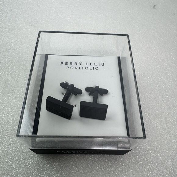 Perry Ellis Black Coated Cuff Links - Picture 5 of 6